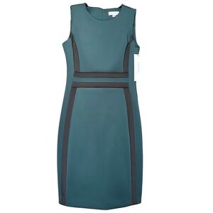 Calvin Klein Teal and Black Panel Midi Dress
